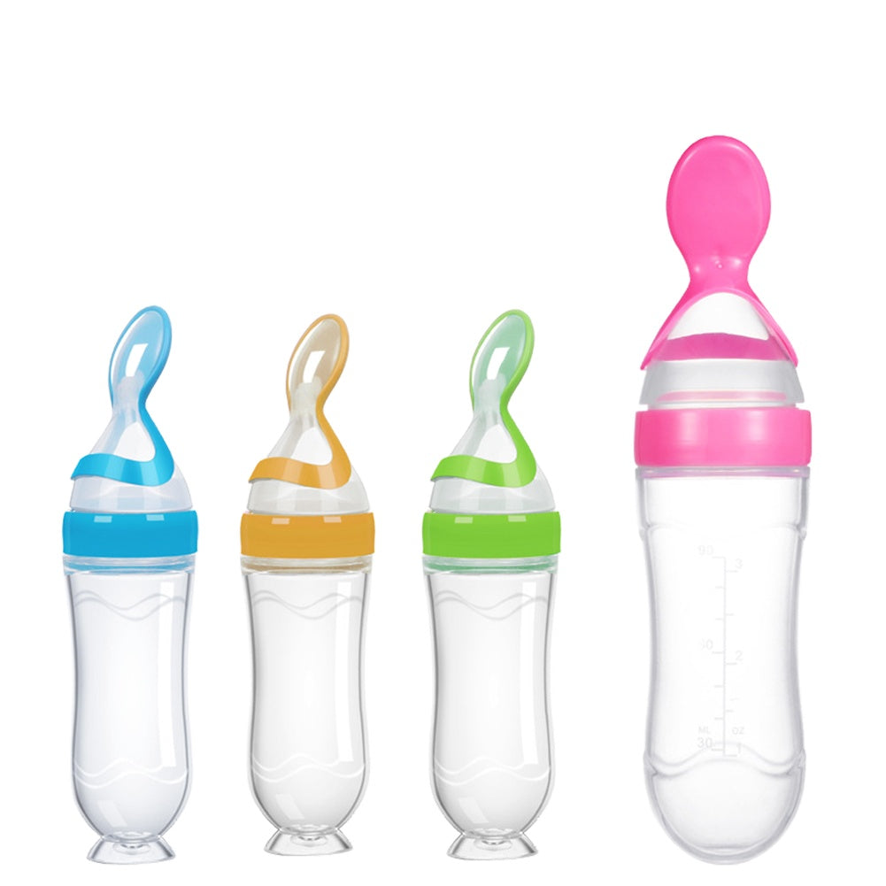 Baby Silicone Bottle Squeeze Feeding Spoon 